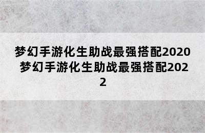 梦幻手游化生助战最强搭配2020 梦幻手游化生助战最强搭配2022